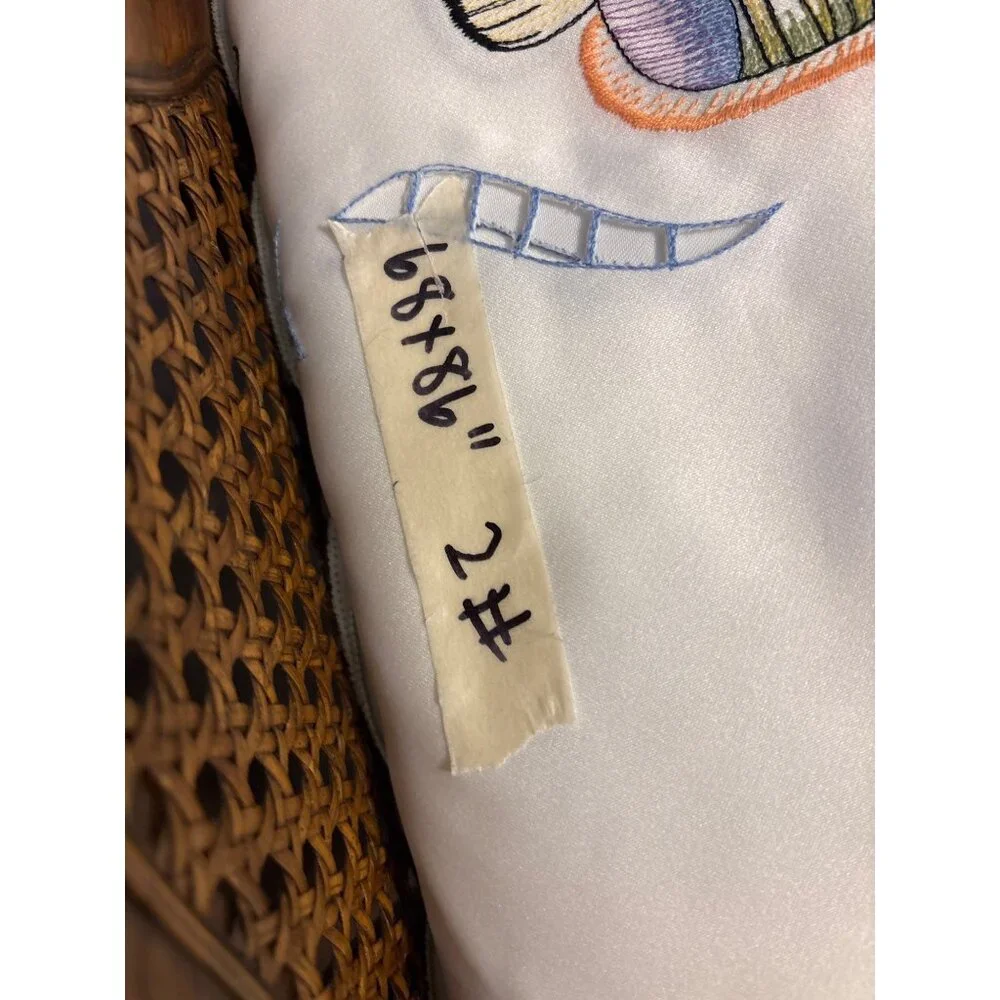 Embroidered‎ Fish & Shells Sheen Tablecloth 68x86